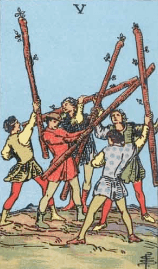 Cinco de Paus Significado de Carta de Tarô
