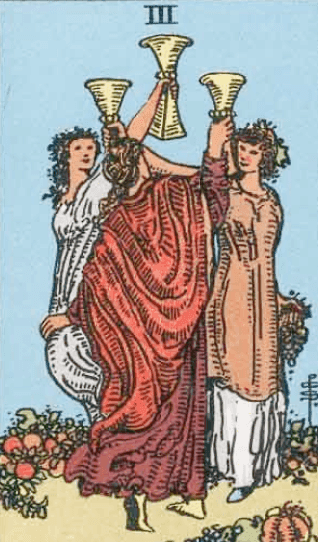 Três de Copas Significado de Carta de Tarô
