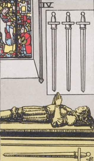 Quatro de Espadas Significado de Carta de Tarô