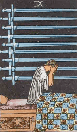 Nove de Espadas Significado de Carta de Tarô