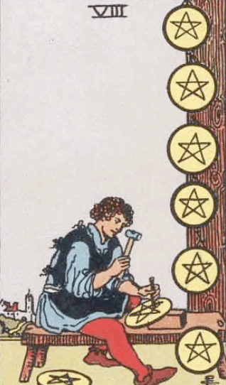 Oito de Ouros Significado de Carta de Tarô