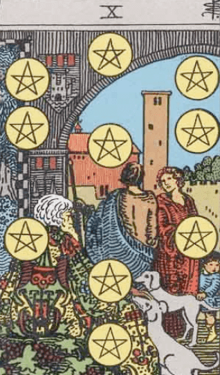 Dez de Ouros Significado de Carta de Tarô