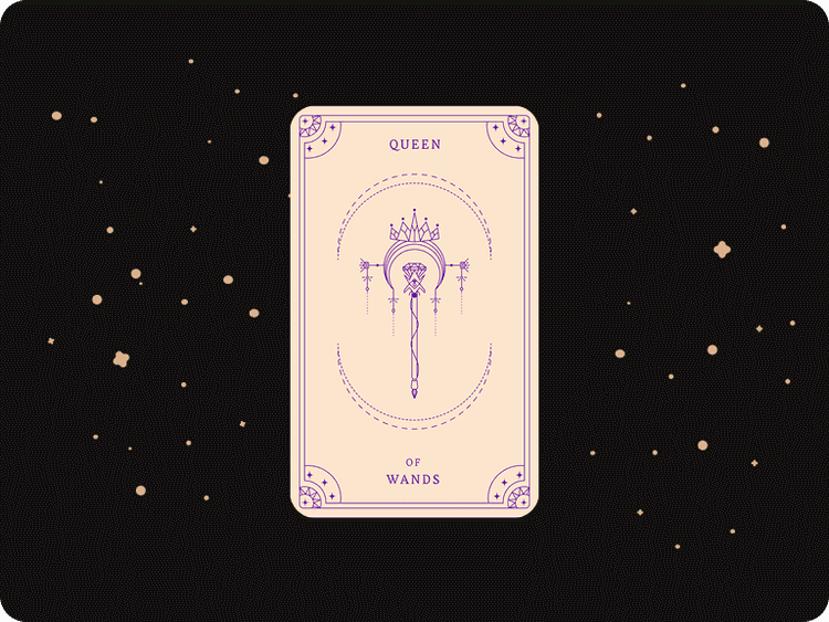 Illustration of a confident woman holding a sunflower, symbolizing the Queen of Wands' energy